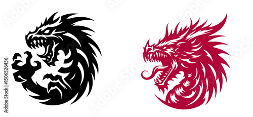 Terrifying Dragon Silhouette Logo