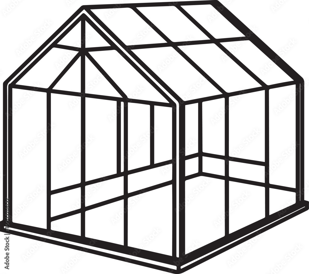 Green house outline vector illustration line art Green house outline vector illustration line art
