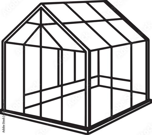 Green house outline vector illustration line art	