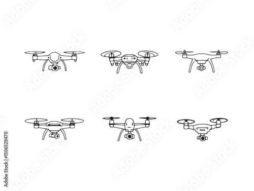 Drone line art vector for modern tech visuals