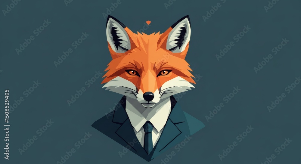 Obraz premium Sophisticated Fox in a Suit A Modern Animal Portrait Illustration
