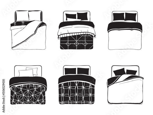 duvet line art elegant bedding sketch drawing