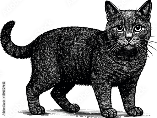 Chartreux vector black silhouette print design