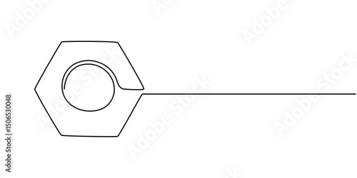 Nut one line drawing vector. Nut continuous line drawing vector. Nut a single line drawing. Background contour line Nut vector, bolt nut continuous line vector illustration, Continuous line drawing.