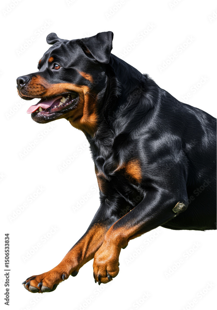 Obraz premium Isolated Rottweiler Dog Detailed Cutout with Transparent Background