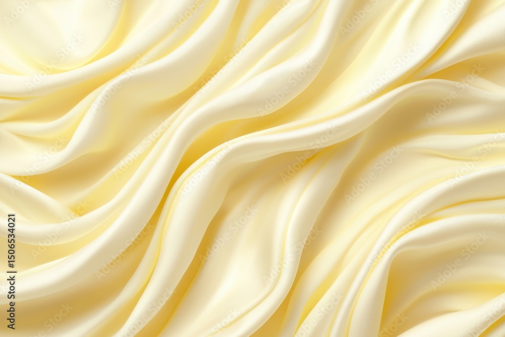 Soft Yellow Satin Fabric with Elegant Flowing Texture and Curves Soft Yellow Satin Fabric with Elegant Flowing Texture and Curves