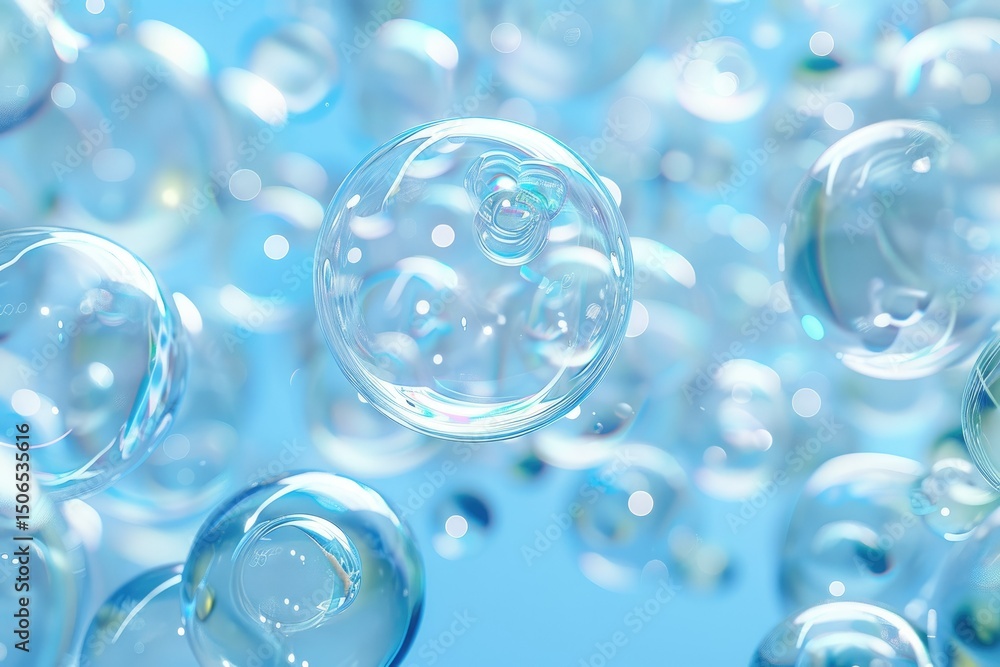 Pixel Perfect Image of Transparent Blue Bubbles Background, 3D RenderingHigh Detail, 8K Pixel Perfect Image of Transparent Blue Bubbles Background, 3D RenderingHigh Detail, 8K