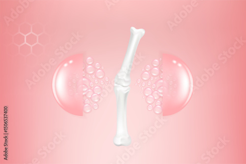 Bone and joint solutions ad, pink collagen with cosmetic advertising background ready to use, illustration vector.