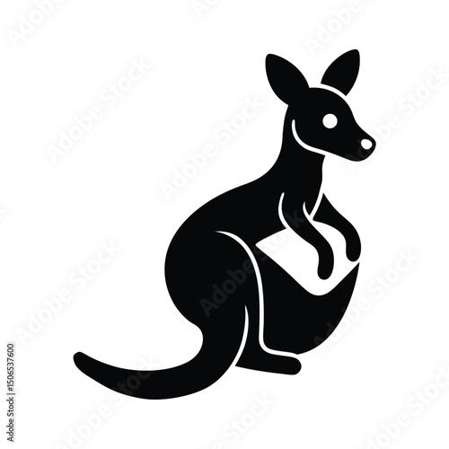 Baby Kangaroo Pouch Vector Silhouette