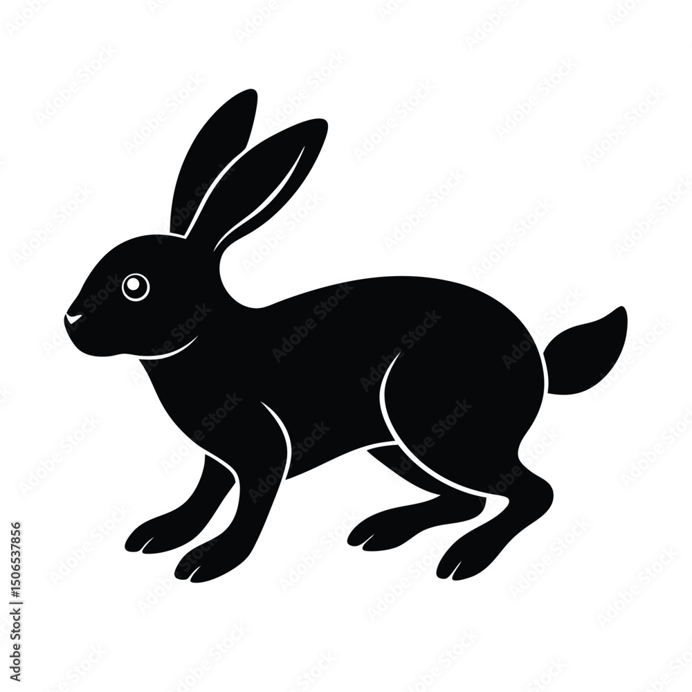 Obraz premium Rabbit Hopping Ears Vector Silhouette