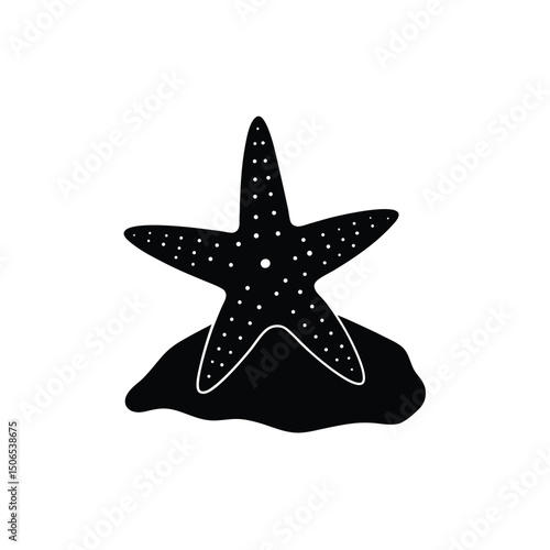 Starfish Clinging Rock Vector Silhouette