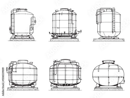 fuel tank line art vector drawing for design