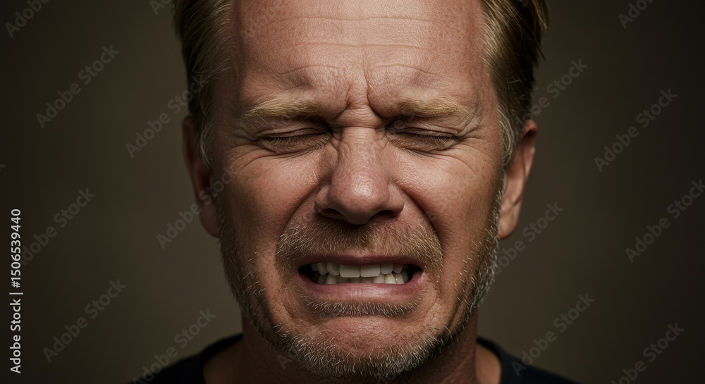 Emotional portrait of a man expressing deep sorrow in a dimly lit setting Emotional portrait of a man expressing deep sorrow in a dimly lit setting