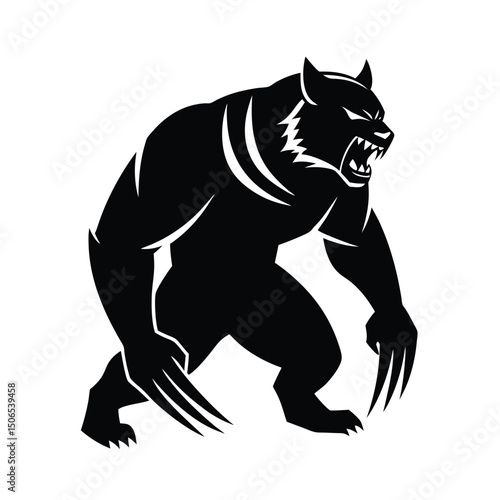 Wolverine Defending Territory Vector Silhouette