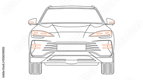 Premium vector line-art of BYD Song’s sleek front face, featuring its modern grille, distinctive headlights, and aerodynamic lines. Ideal for branding, posters, ads, and digital designs