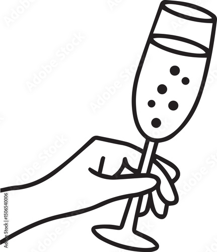 Hand holding a glass of sparkling champagne celebration