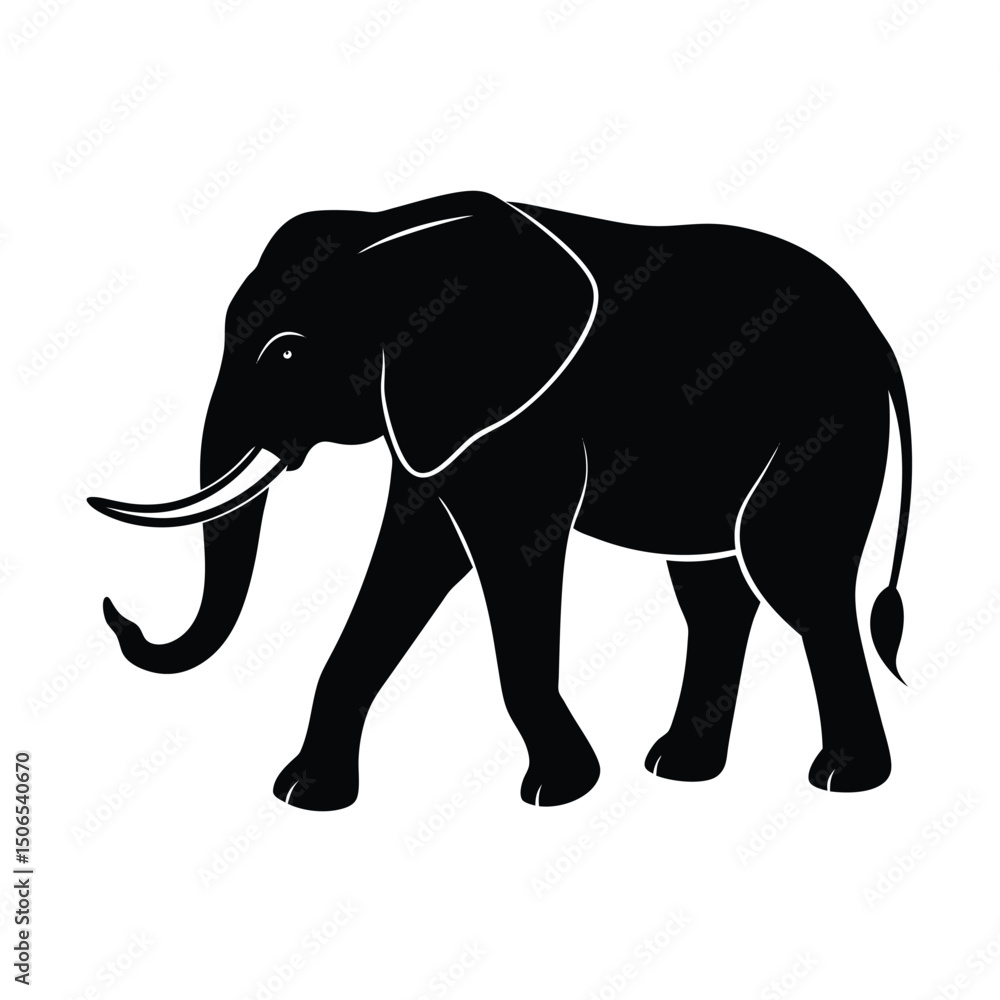 Obraz premium Elephant Walking Vector Silhouette