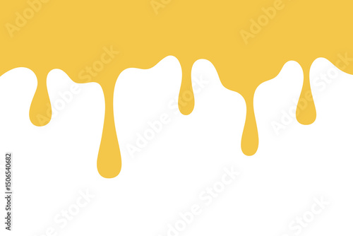 Melted cheese. Cheese splash, vector illustration, flat design. Yellow streaks with drops. Food and drinks, an element for decoration, design, labels with a place for text. A web page header separator