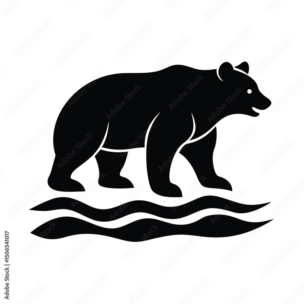 Obraz premium Grizzly Bear Standing Vector Silhouette