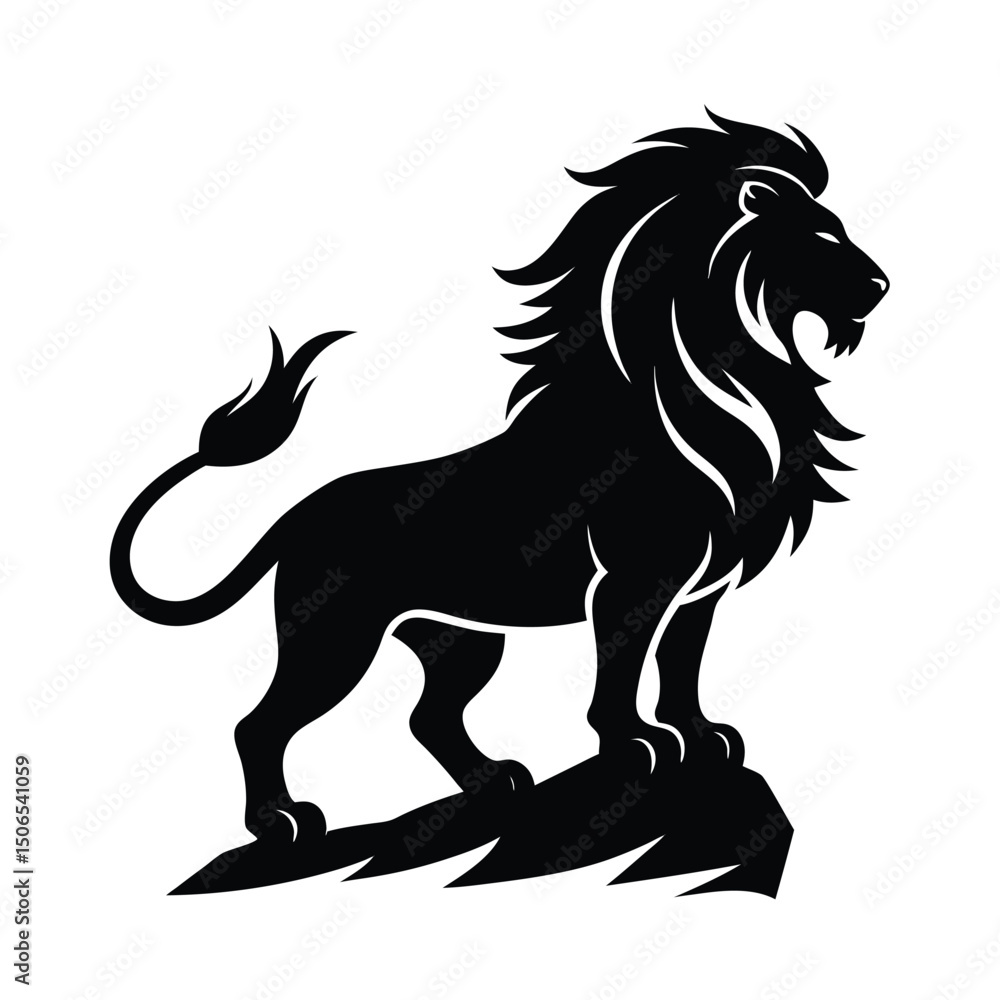Lion Standing Rock Vector Silhouette Lion Standing Rock Vector Silhouette