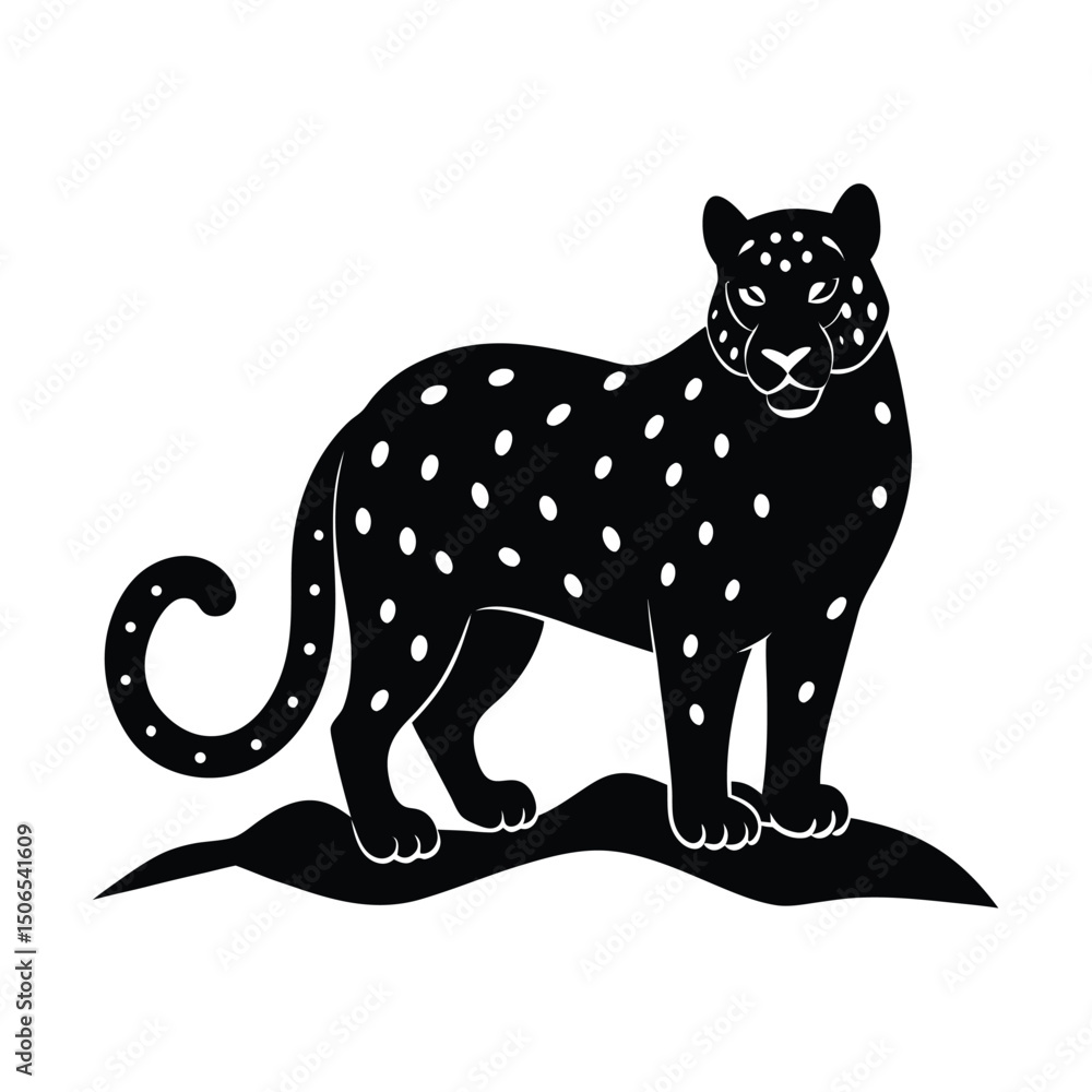 Obraz premium Snow Leopard Blending Vector Silhouette