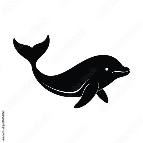 Beluga Whale Swimming Vector Silhouette