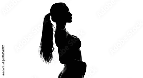 Alluring Female Silhouette White Background Sensual Woman Figure Confident Pose