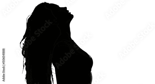 Sensual Woman Silhouette White Background Elegant Female Form Alluring Figure