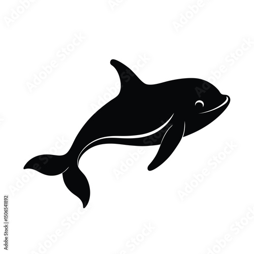 Beluga Whale Swimming Pod Vector Silhouette
