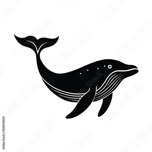 Whale Breaching Ocean Vector Silhouette