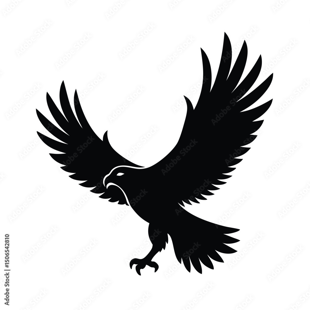Obraz premium Golden Eagle Diving Vector Silhouette