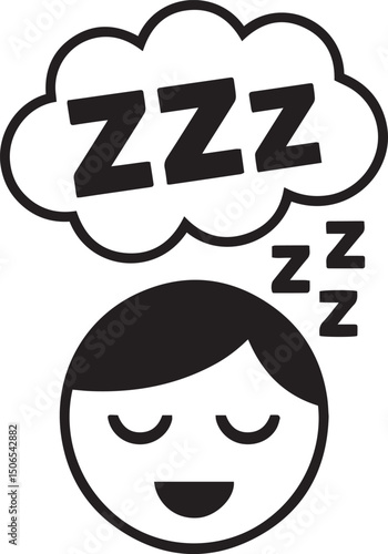Sleeping person icon black and white simple design