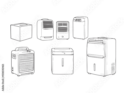 Minimalist dehumidifier line art icon for modern use
