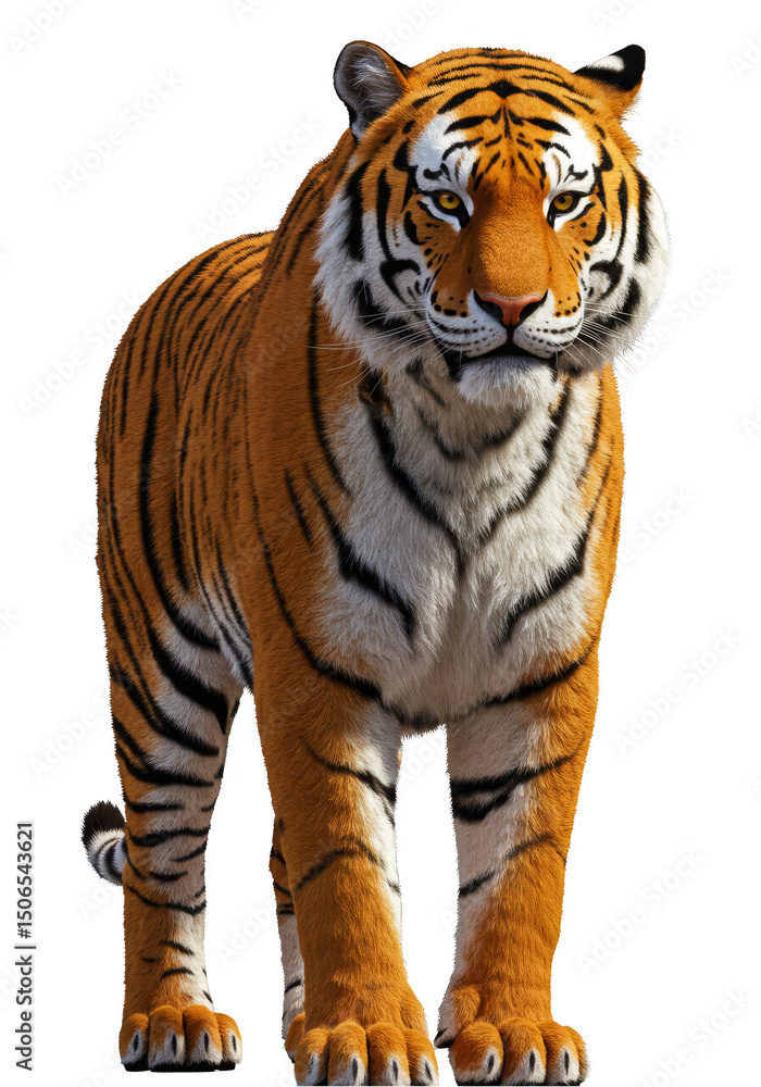 Fototapeta premium Isolated Tiger Wildlife Predator Transparent Background Feline Big Cat Portrait