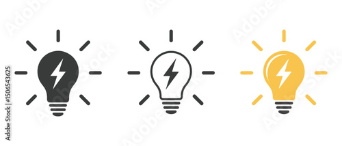 Three light bulb icons showing energy and innovation on a clean white background
