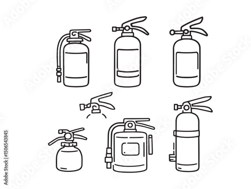 Minimalist fire extinguisher line art icon for design