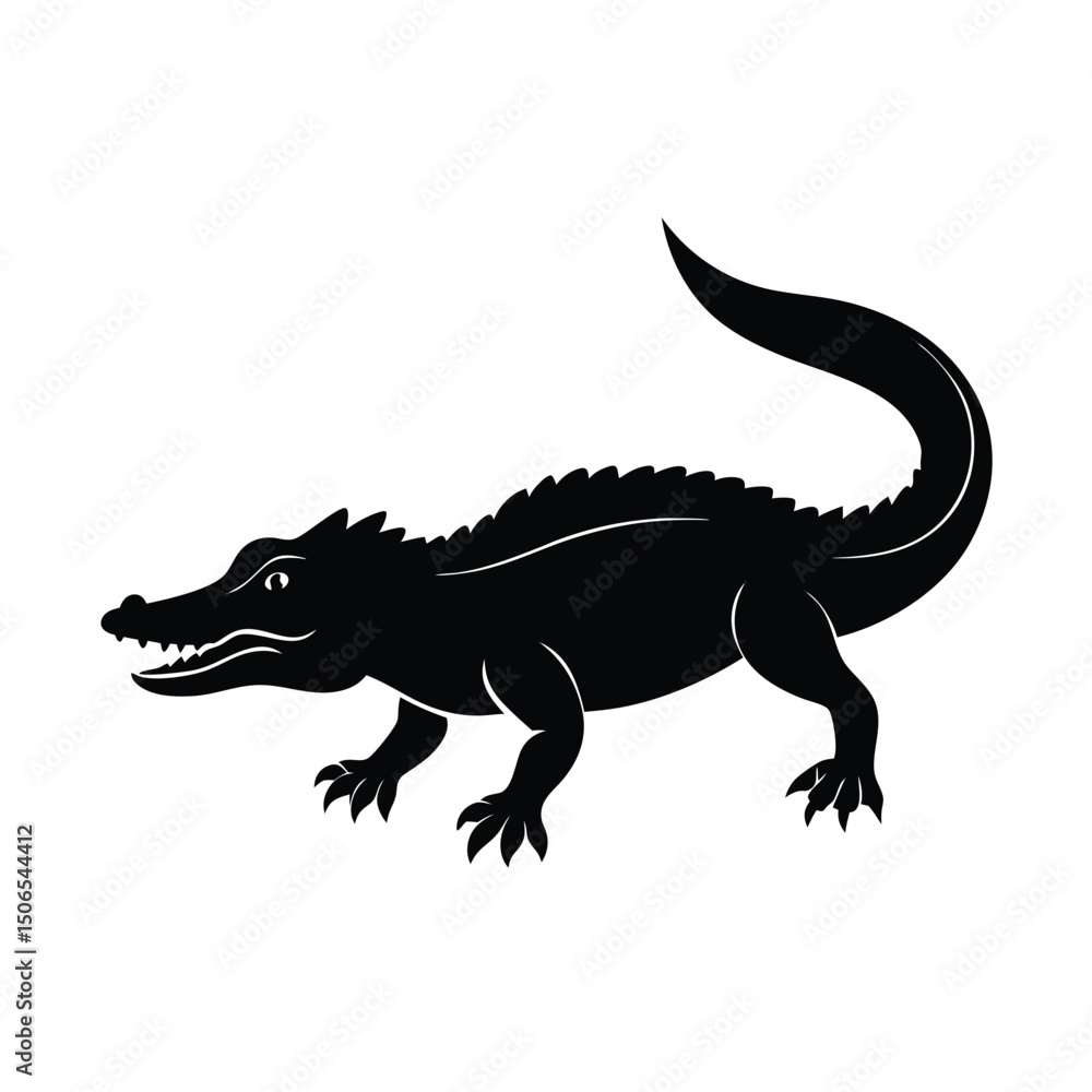 Crawling Crocodile Vector Silhouette Crawling Crocodile Vector Silhouette