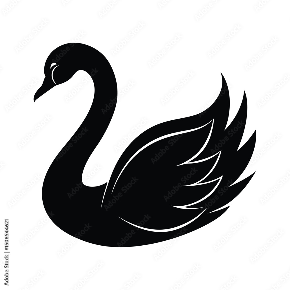 Obraz premium Elegant Swan Vector Silhouette