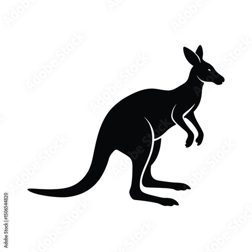 Hopping Kangaroo Vector Silhouette