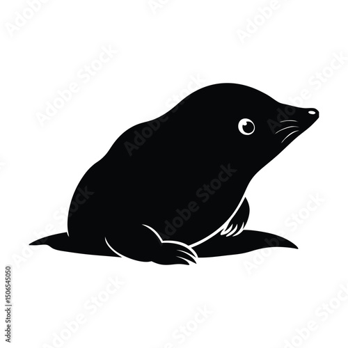 Peeking Mole Vector Silhouette