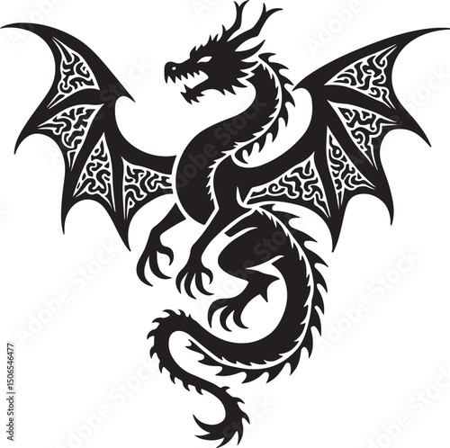 Dragoon black tattoo art design vector.