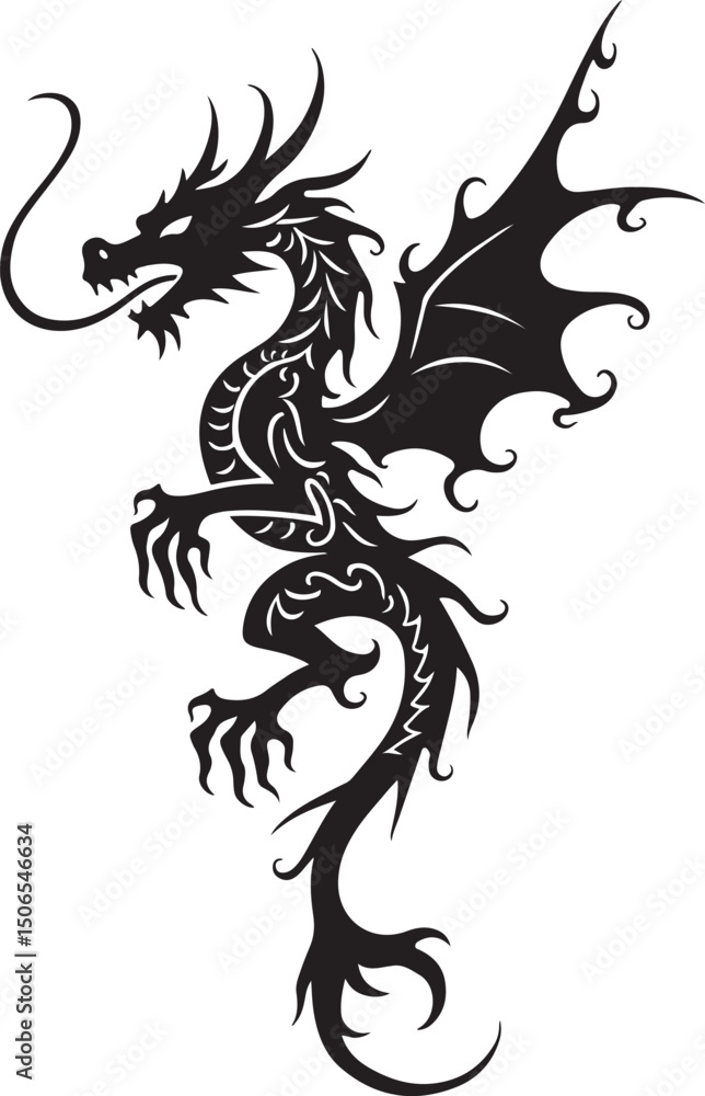 Dragoon black tattoo art design vector. Dragoon black tattoo art design vector.