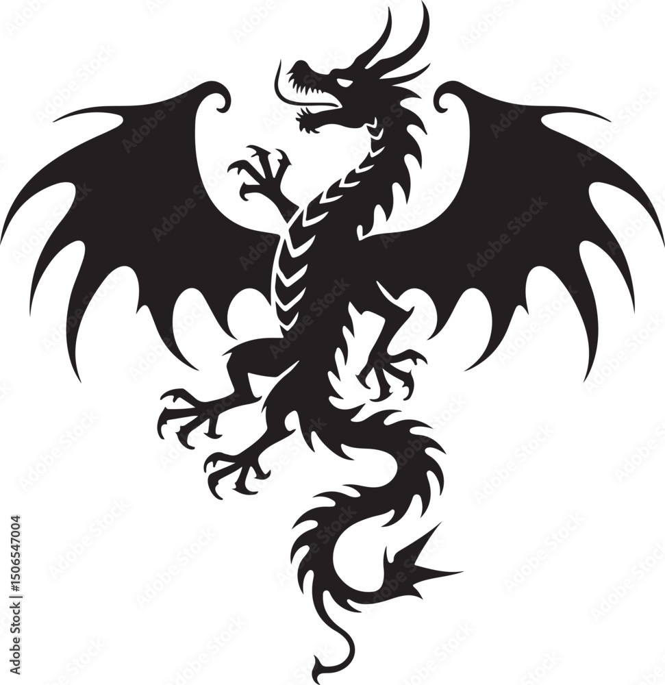 Obraz premium Dragoon black tattoo art design vector.