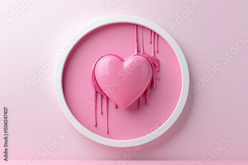 Artistic heart sculpture studio digital artwork pink background close-up love and emotion concept for modern decor