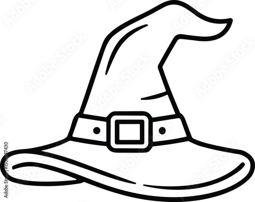 Witch Hat Line Art Vector Illustration for Halloween and Magical Designs