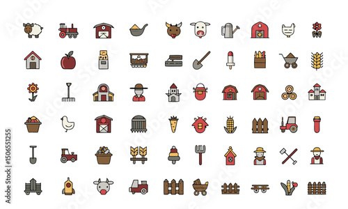 farm icon set vector