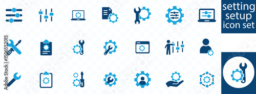 setting and setup icon set . Settings, maintenance and configuration symbol vector set illustration.