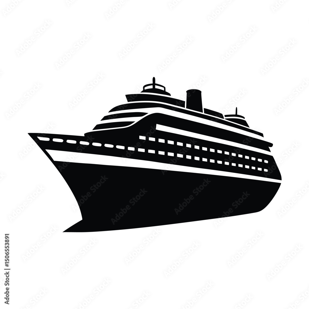 Obraz premium Cargo ship silhouette vector, Cargo ship vector 