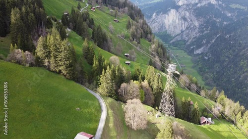Famous Small village of Gimmelwald in the Swiss mountains, Bernese Oberland, Switzerland, Europe.