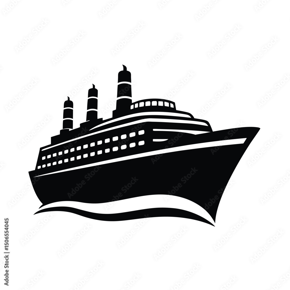 Obraz premium Cargo ship silhouette vector, Cargo ship vector 
